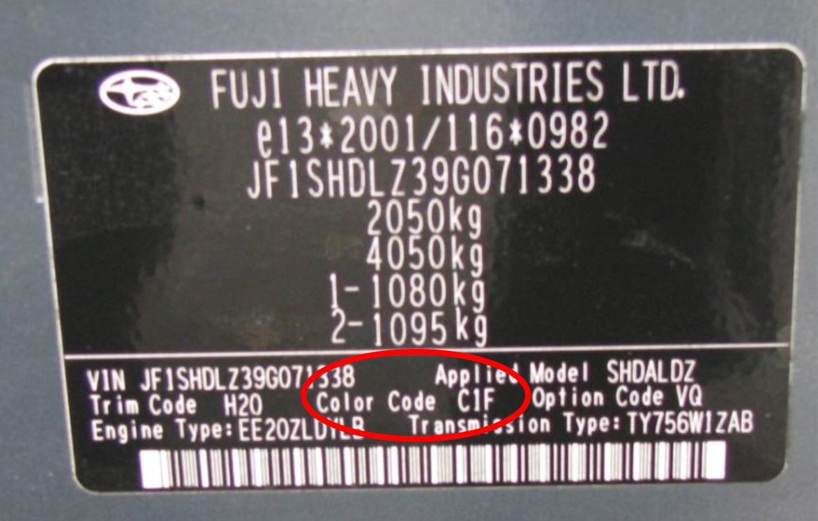 Subaru Subaru lakk plate