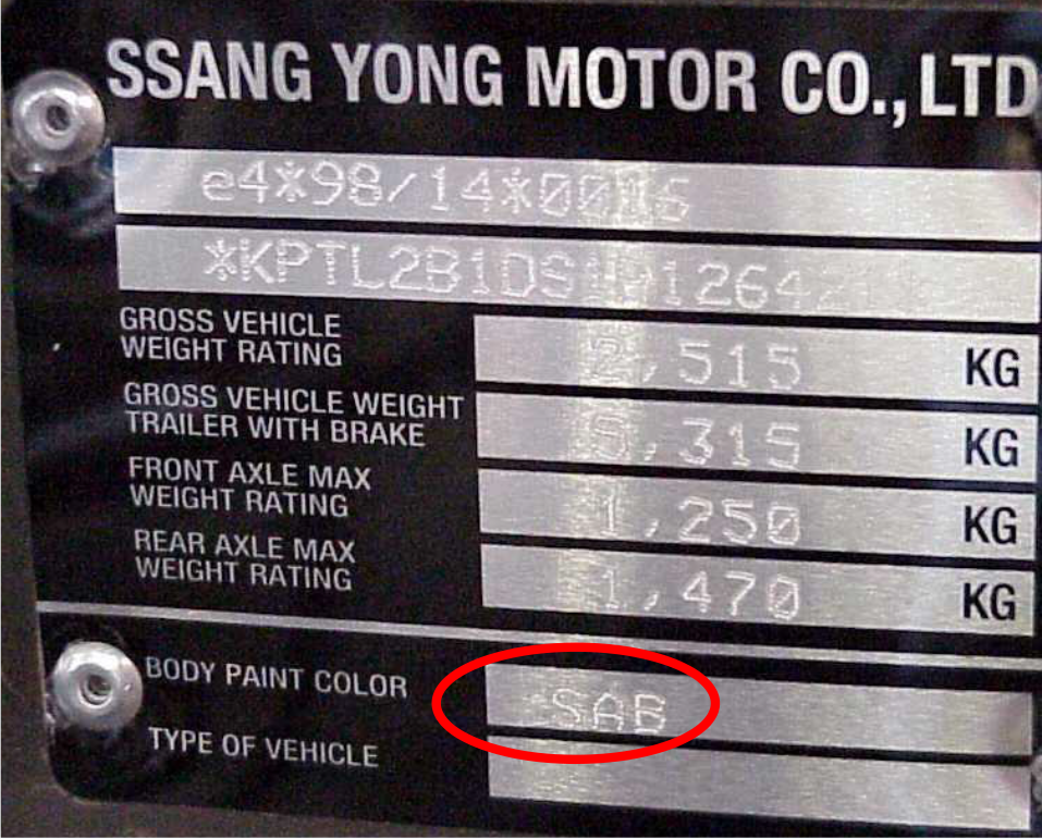 Ssang Yong lakk kode ssangyoung