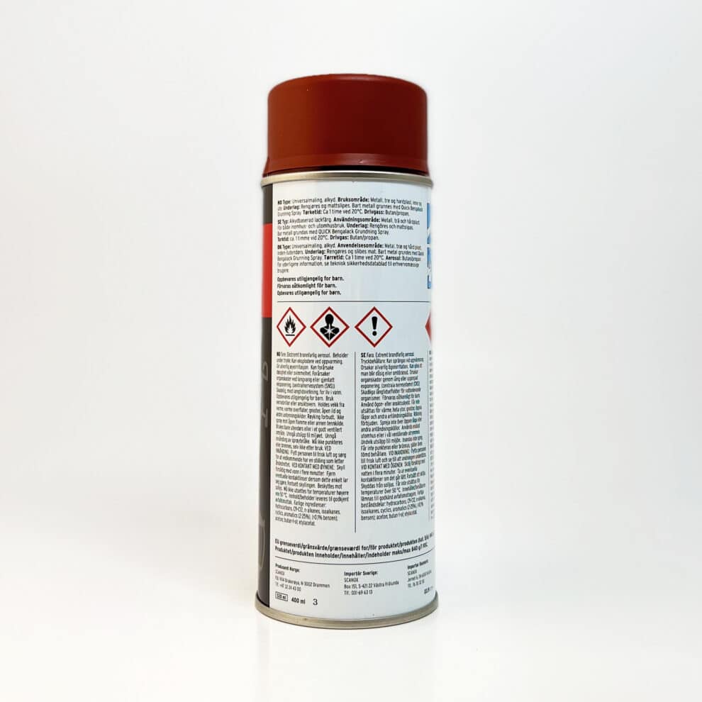 Quick bengalack spray Årgang 5933 Silkematt informasjon