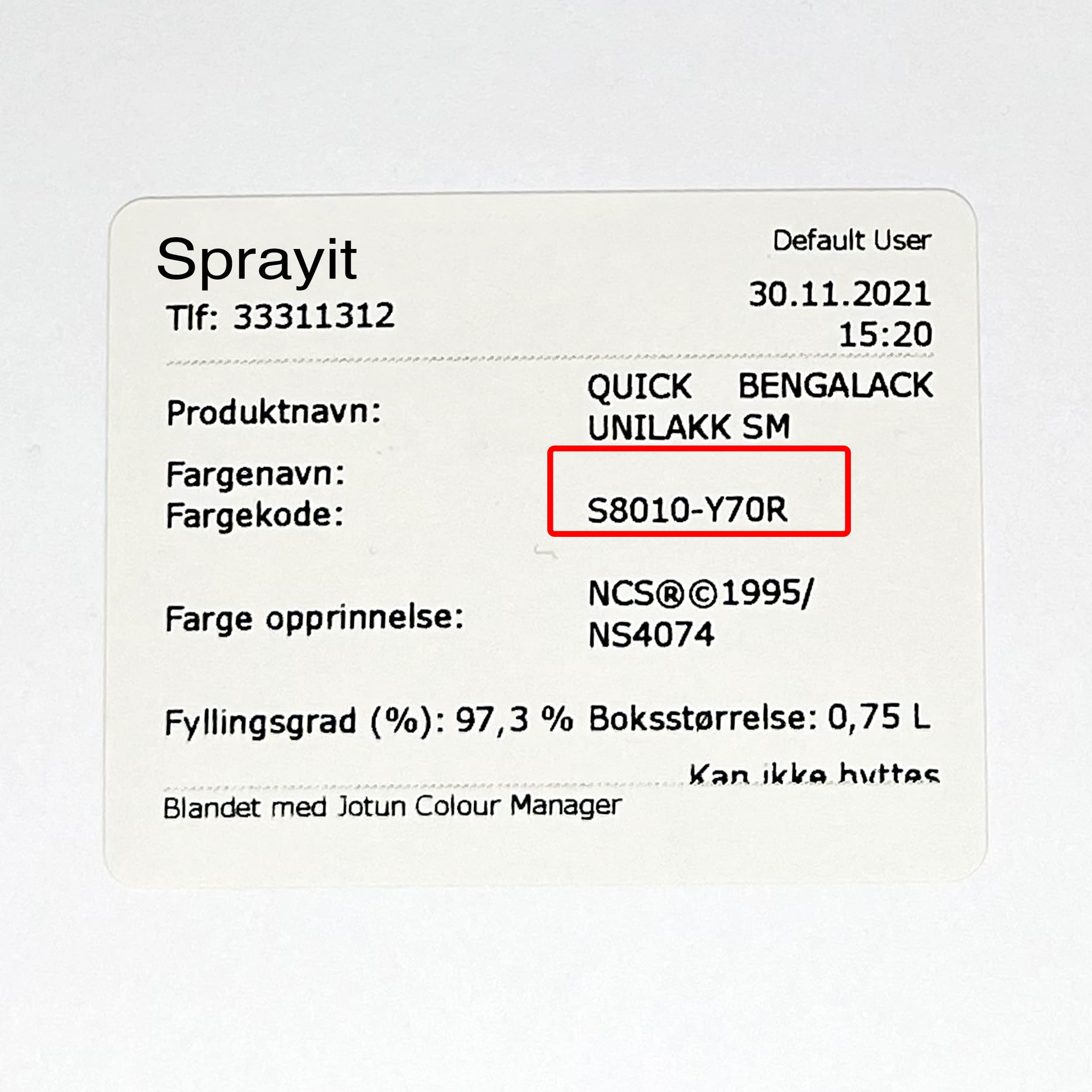 Fargekode NCS