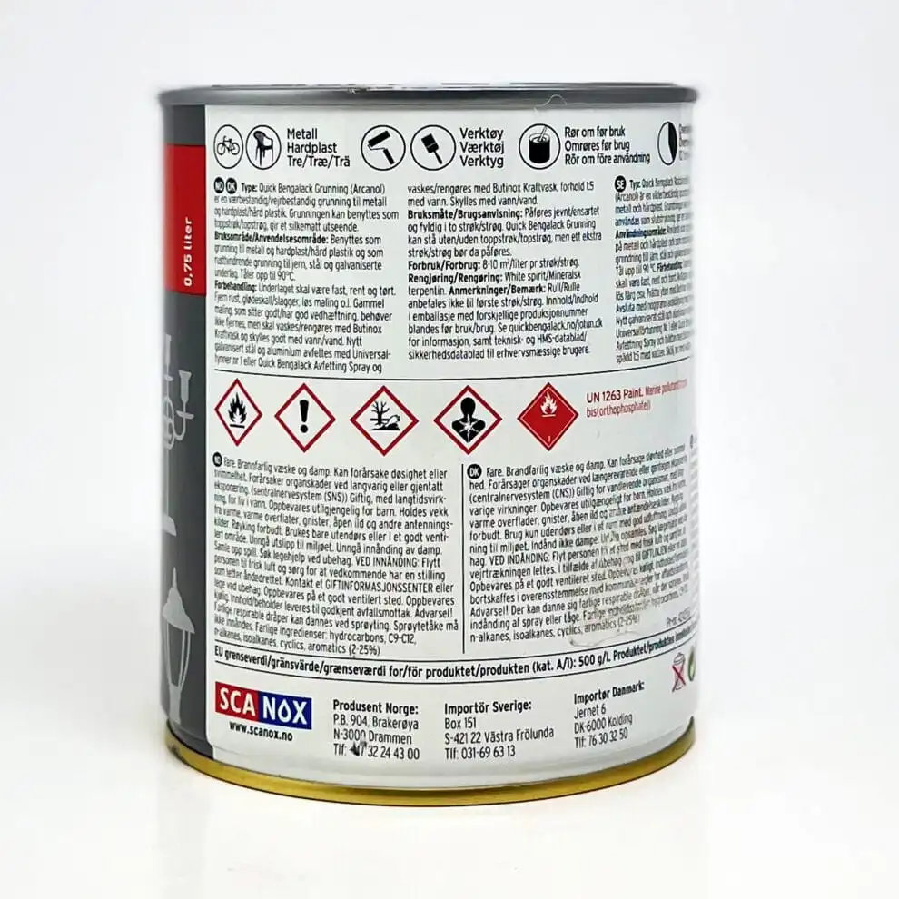 Bengalack grunning 0,75ltr informasjon