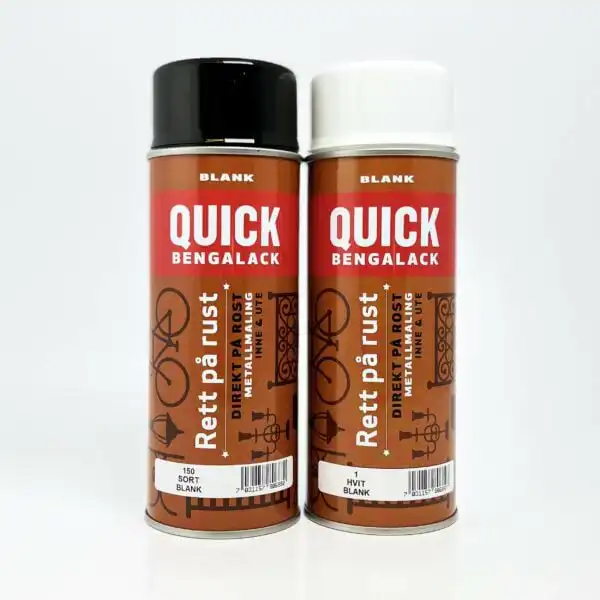 Bengalack rett på rust spray hvit+sort