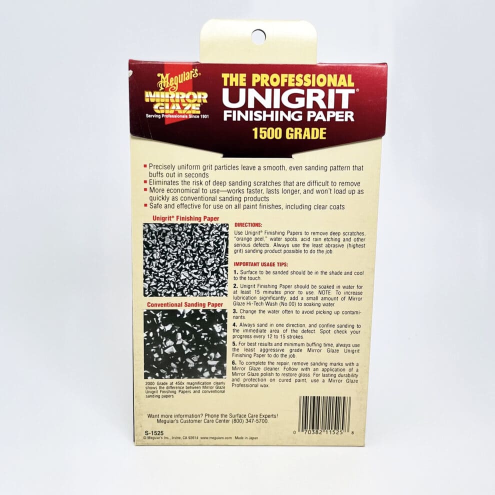 Meguiars mirror glaze unigrit finishing paper