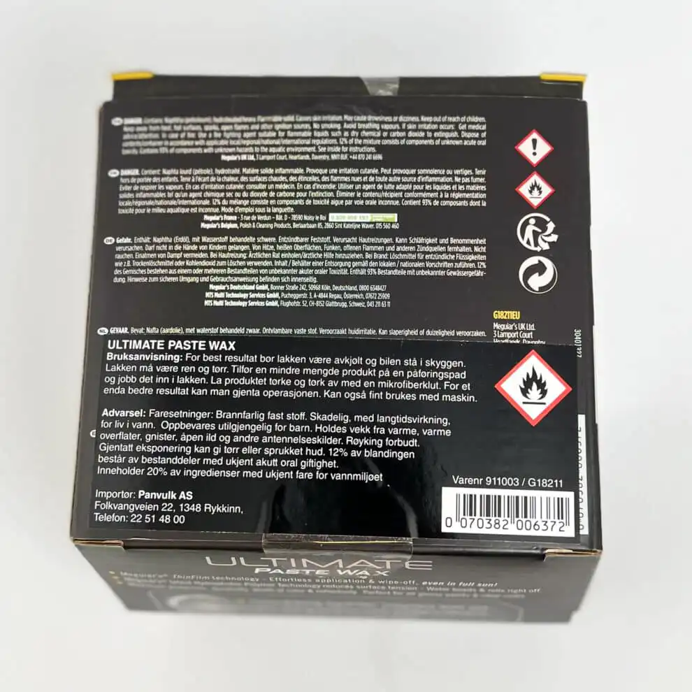 Meguiars ultimate paste wax info